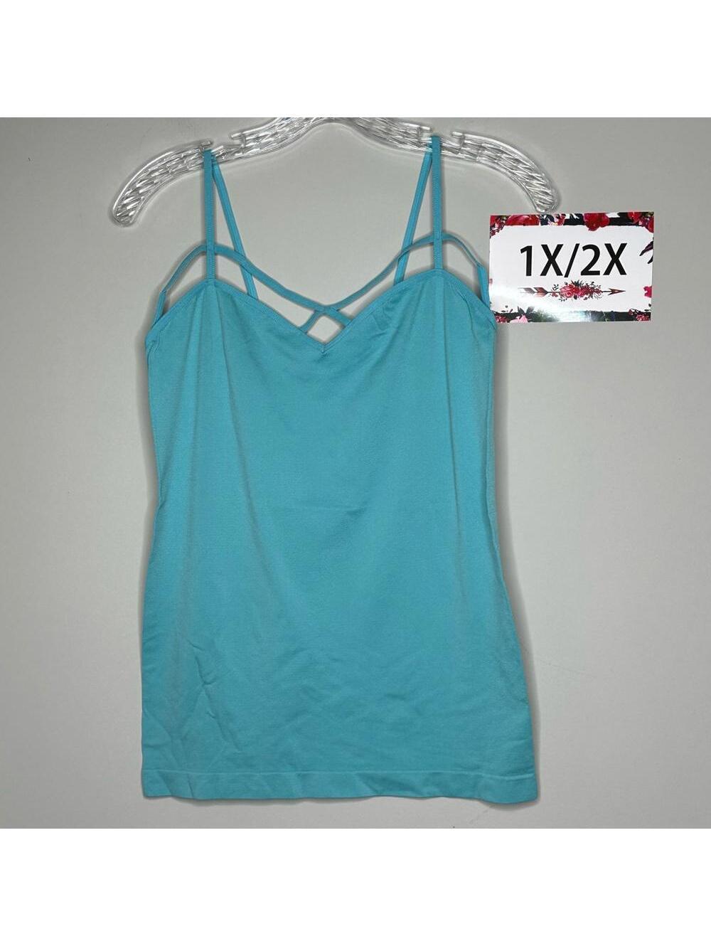 Aqua Blue 1X 2X Plus Size Zenana Outfitter camisole tank